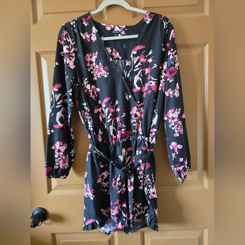 Floral Black and Pink Jumpsuit